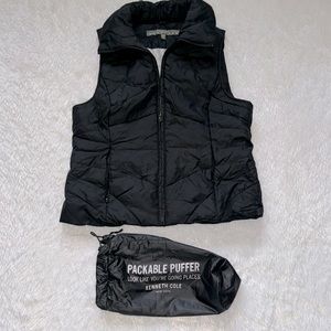 KENNETH COLE black packable puffer vest size M